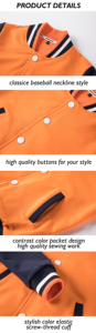 Chaqueta Varsity OUMUREN para Hombre, Casual, Negra y Gris, con Botones al Frente, para Otoño, Corte Regular, Material de Poliéster y Algodón - Product Image 6