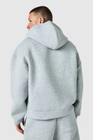 Ensemble survêtement décontracté d'hiver pour homme, sweat à capuche zippé en molleton gris uni surdimensionné et pantalon de jogging, avec logo personnalisé sur le devant, en polyester/coton