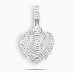 Collier pendentif Khanda serti de pierres |   Pendentif symbole sikh |   Bijoux religieux hip-hop en acier inoxydable 316L pour hommes - Product Image 1
