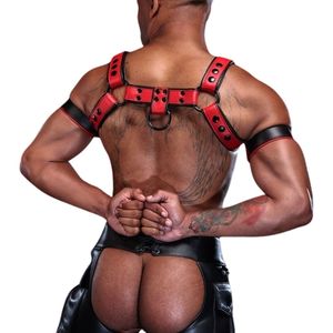 Harnais en cuir pour homme Dark Room Bulldog, rouge, avec sangles de poitrine réglables, en cuir de qualité supérieure, pour club - Product Image 4