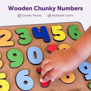 Mini puzzle en bois épais avec chiffres et feuilles, jouet éducatif pour enfants de 2 à 5 ans, facile pour les petites mains, idéal pour l'apprentissage des tout-petits - Product Image 4