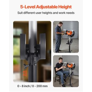 12\" X 10\" Adjustable Height Pedestal Stand for Bench <b>Grinder</b> 5-Level Vise Floor Mounting Plate 5-Level Height Adjustable - Product Image 5