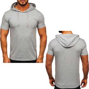 Camiseta con Capucha de Manga Corta para Hombre, 100% Algodón, de Alto Rendimiento, con Logotipo Personalizado, Transpirable, Diseño Sólido con Cordón Ajustable, para Verano - Product Image 2