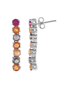 Pendientes de Zafiro Múltiple en Plata de Ley 92.5 KLST-30505 - Product Image 4