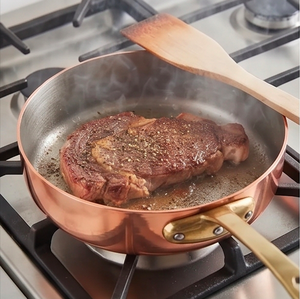 Copper Sauce <b>Pans</b> With Stainless Steel Lining Minimalist Design Durable Metal Cookware For Gas <b>And</b> Induction Stoves Use - Product Image 5