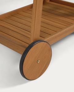 Chariot de service moderne en teck avec roulettes, chariot de bar d'extérieur avec porte-bouteilles, chariot à boissons de luxe pour hôtel, villa - Product Image 5