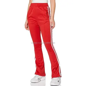 Unique Women's Track Pants Side Stripe Flare Leg red Custom Colors And Sized With Your Own Brand Logo Womens pants and trousers
