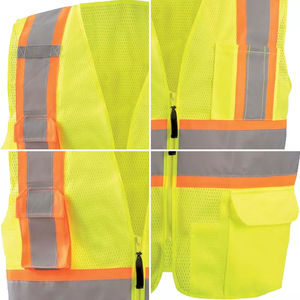Chaleco de Seguridad de Alta Visibilidad, Malla Reflectante Amarilla y Naranja, Ropa de Trabajo con Bolsillos y Cierre de Cremallera - Product Image 6