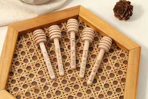 Premium Wooden Honey Dipper Stick Honey Drizzler Honey Stirring <b>Spoon</b> Natural Wood Honey Server for Home Kitchen Use - Product Image 2