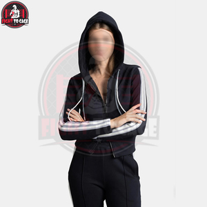 Solid Black Casual Wear Women Comfort <b>Crop</b> <b>Tops</b> Tracksuits For Ladies Hoodie With Stylish Jogger Pants For Active Wear Sets - Product Image 4