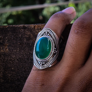 Bague en onyx vert naturel, style vintage, pour mariage ou fiançailles - Product Image 4