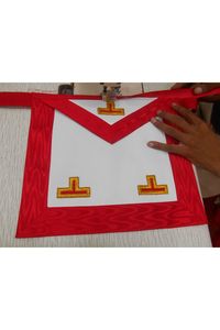 ผ้ากันเปื้อนมาสเตอร์เมสัน BAHOO EMBROIDERS สำหรับพิธีกรรมของสมาคมเมสัน สีแดง ASSR สำหรับทั้งชายและหญิง - ผ้ากันเปื้อนฟรีเมสัน ASSR - Product Image 5