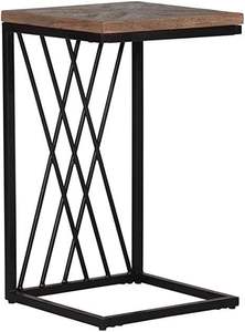 Mesa Auxiliar de Hierro con Tapa de Madera Auténtica, con Textura de Madera Natural y Estructura de Hierro Resistente - Product Image 2