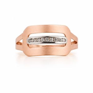 18K <b>Gold</b> Geometric Bar Diamond Accent <b>Ring</b> for Men Minimalist Modern Design Matte and Polished Finish Wedding Party Daily Wear - Product Image 1