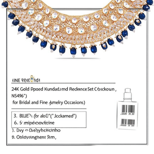 Ensemble de collier plaqué or 24 carats avec pierres Kundan et perles NS496 BLEU pour occasions de mariage et bijoux raffinés - Product Image 2