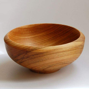Tazón redondo de madera para servir, diseño clásico hecho a mano por blossom craft india - Product Image 1