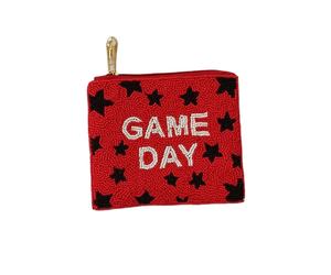 Fancy Latest Beaded Red & White With Black Embroidery GAME DAY Coin <b>Purse</b> With Exclusive Handmade <b>Cuteness</b> Detail For Girl - Product Image 1