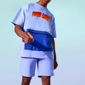 Conjunto de camiseta y pantalones cortos para hombre de la mejor calidad, color liso, manga larga, estilo urbano, con logotipo personalizado. - Product Image 2