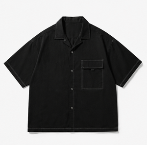 เสื้อเชิ้ตทำงานแขนสั้นคุณภาพสูงสำหรับผู้ชาย ทรงปกติ - Product Image 1