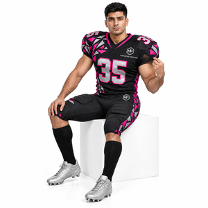 Conjunto de Uniforme de Fútbol Americano Transpirable y Antibacterial de Spandex/Poliéster, Jersey y Pantalones Personalizados para Entrenamiento de Equipo y Partidos de Liga - Product Image 2