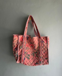 Bolso Tote de Terciopelo Acolchado Floral, Bolso de Hombro Estilo Boho para Compras y Uso Diario, Asa Larga con Patrón, Bolso Textil para Uso Diario - Product Image 1