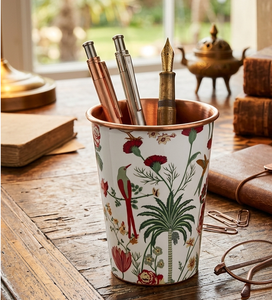 Portaplumas de Metal Esmaltado de Lujo al por Mayor – Organizador de Escritorio Decorativo con Diseño Floral, Artículos de Papelería Ejecutivos Premium - Product Image 1