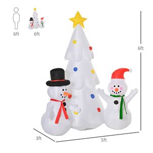 6ft <b>LED</b>-Lighted Christmas Inflatable <b>Tree</b> with Snowmen for Home Indoor & Outdoor Garden Lawn Decoration Party Prop - Product Image 3