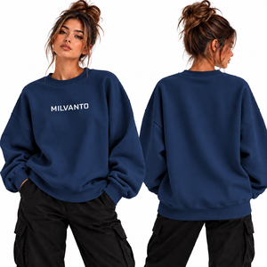 <b>Navy</b> Custom <b>Women</b>’s Oversized Sweatshirt 100% Cotton Premium Drop Shoulder Pullover Loose Fit Crewneck Sweatshirt For <b>Women</b> - Product Image 1