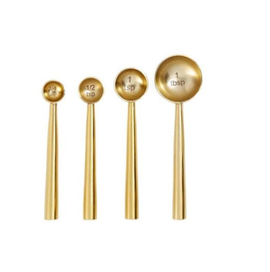 Ensemble de 5 cuillères doseuses en laiton doré, empilables, cuillères à café et cuillères à soupe, ustensiles de cuisine, cuillère doseuse en laiton - Product Image 2
