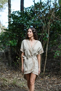 Hand Block Print Cotton <b>Dress</b> for Women with <b>Boho</b> Festival Style Nomadic Goddess Inspiration Fair Trade <b>Summer</b> Wear - Product Image 2