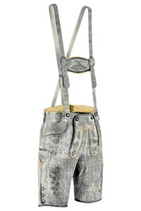 Shorts Lederhosen bavarois brodés pour hommes, motif floral, taille haute, braguette boutonnée, longueur Bermuda, toile de coton lavée vintage - Product Image 3