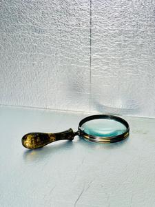 4'' Handmade Durable Brass Magnifying Glass with Black Modern Finish and Wooden Round Handle - Product Image 5