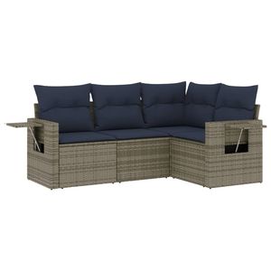 Conjunto de Sofá de Jardín de Mimbre Sintético de 4 Plazas con Cojines, Muebles de Mimbre Contemporáneos para Exteriores - Product Image 2