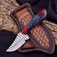 Couteau de chasse et de dépecage artisanal de qualité industrielle Nordic Forge avec lame à râper et manche en résine 8 pouces pour le camping et l'EDC