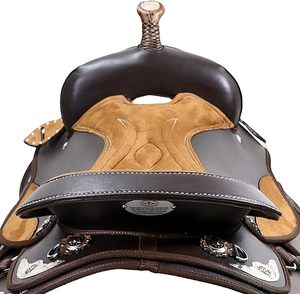 Sillas de montar de cuero estilo western para equitación, productos para carreras de caballos, sillas de montar para barriles, placer y senderismo, y almohadillas para equitación. - Product Image 6