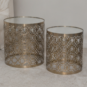 Modern <b>Round</b> Metal <b>Coffee</b> <b>Table</b> with Glass Top <b>Nesting</b> Design Living Room Furniture Decorative Accent <b>Table</b> - Product Image 5
