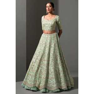 ชุดราตรีออกแบบหรูหรา lehenga choli กับด้ายและทำงาน dori สำหรับงานปาร์ตี้ - Product Image 3