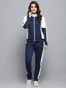 Women Color Blocking Hoodie Tracksuit Full Sleeve Drawstring Pants Casual Autumn Wear With Side Pockets - Product Image 4