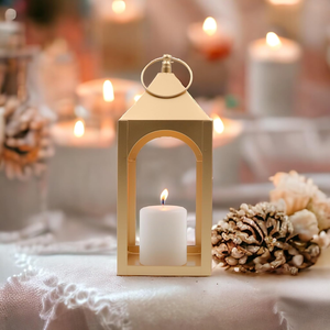 Lanterne en fer forgé artisanale de style classique De-Artico avec anneau de suspension supérieur, dorée, pour table, décoration maison/café, Noël - Product Image 3