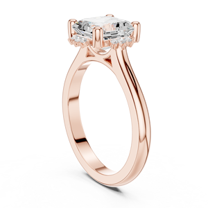 Bague de fiançailles pour femme en or massif 14 carats certifiée IGI, avec halo de diamants de laboratoire 4 carats taille Asscher et taille brillant rond, tendance - Product Image 6