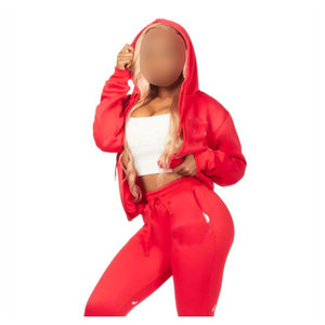 Womens Red Cropped Hoodie <b>Jogger</b> <b>Set</b> Two Piece Tracksuit Casual Sweatshirt <b>Matching</b> Pants Lounge Sportswear Outfit - Product Image 4