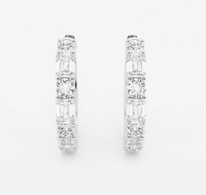 <b>Hoops</b> Earrings Diamond Earrings Gold and <b>Silver</b> Earrings Natural and Lab Grown Diamonds Earrings <b>Hoops</b> Fine Jewelry for Women - Product Image 3