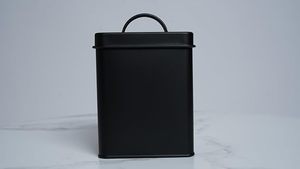Black Powder Coated Metal Kitchen <b>Canister</b> <b>Set</b> for Tea Coffee Sugar Storage - Product Image 3