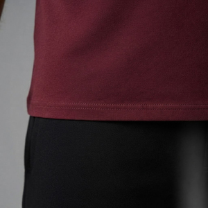 T-shirt en jersey de coton uni à col rond et manches courtes pour homme, coupe classique, vêtements décontractés, bordeaux - Product Image 6