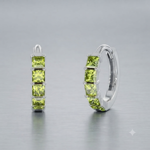 Pendientes de Aro con Peridoto, Plata de Ley 925, Engaste de Garra, Joyería de Moda para Fiesta, Bañados en Oro y Oro Rosa - Product Image 1