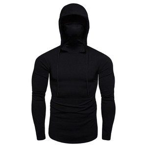Sweat-shirt à capuche noir pour homme avec masque balaclava, coupe-vent en polaire, vêtements d'hiver décontractés, coupe régulière - Product Image 6