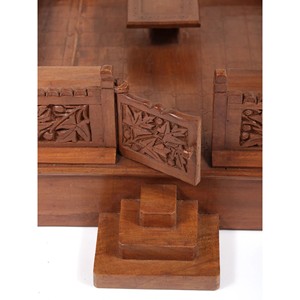 Jarrón de pedestal tradicional indio hecho a mano con madera de nogal |   Venta al por mayor - Product Image 4