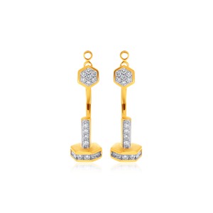 18K Yellow Gold Hexagon <b>Diamond</b> Drop <b>Earrings</b> Geometric Lab Grown <b>Diamond</b> <b>Dangle</b> Fine Jewelry for Women - Product Image 1