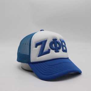 Casquette de camionneur Zeta Phi Beta ZPB brodée, casquette en maille bleue et blanche, casquette de baseball ajustable à fermeture snapback, élégante et décontractée - Product Image 2