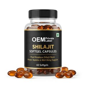 Capsules de Shilajit OEM en gélules molles, 100% résine de Shilajit pure avec acide fulvique pour l'énergie, la résistance et le soutien quotidien du bien-être - Product Image 1
